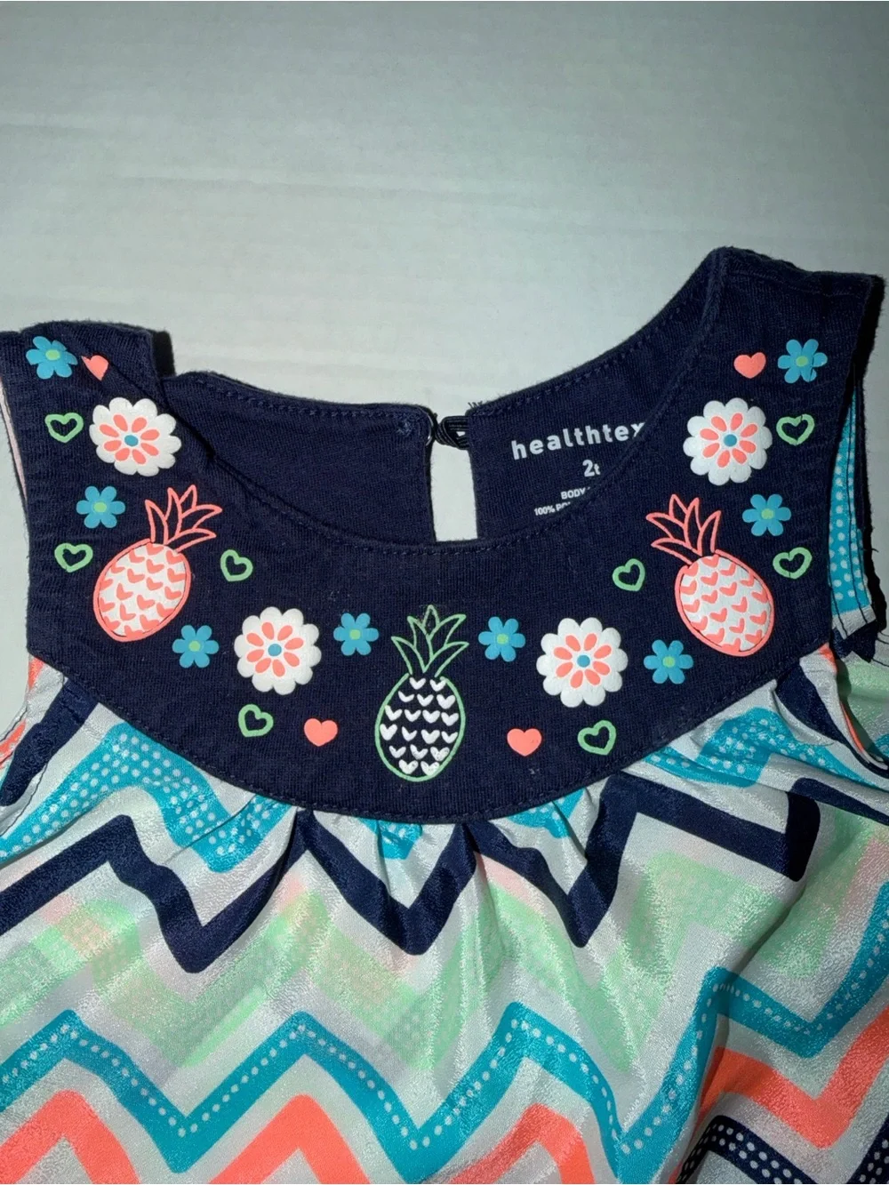 healthtex Navy Pink Mint Chevron Pineapple Tank Dress